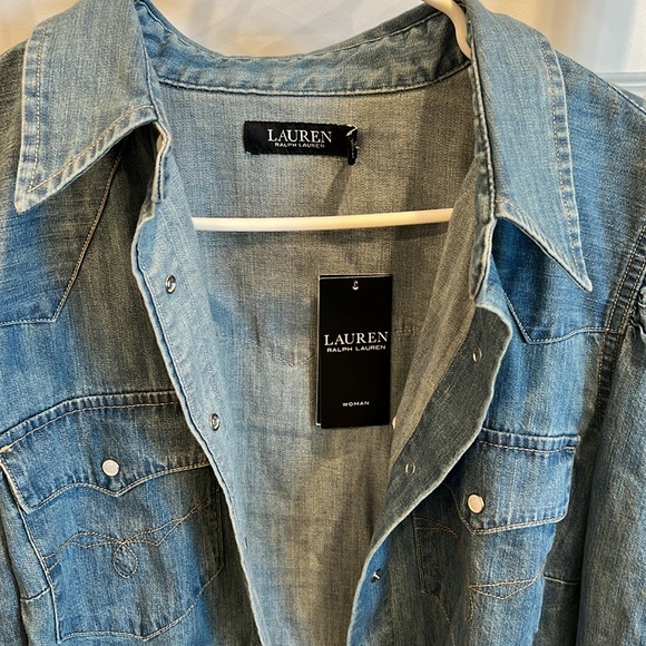 Lauren by Ralph Lauren Women’s Sz 1X Button-Up Western Style Long Sleeved Shirt - Picture 2 of 16